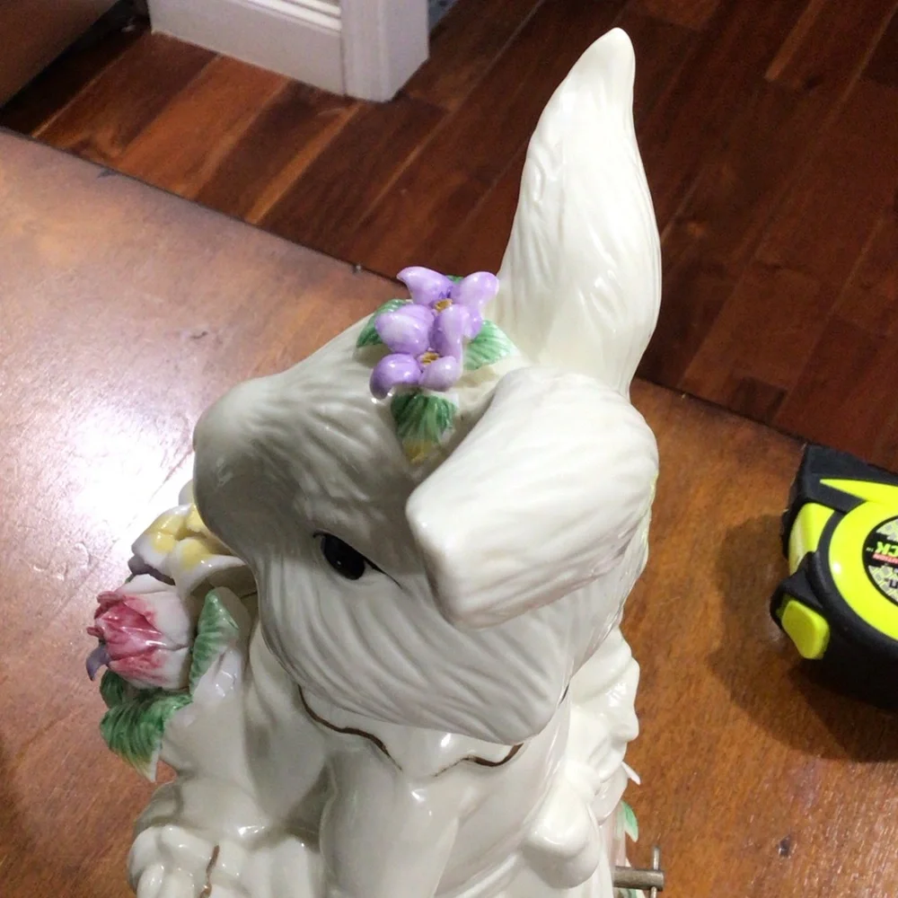 Musical 11” Porcelain Mrs Easter Bunny Figurine